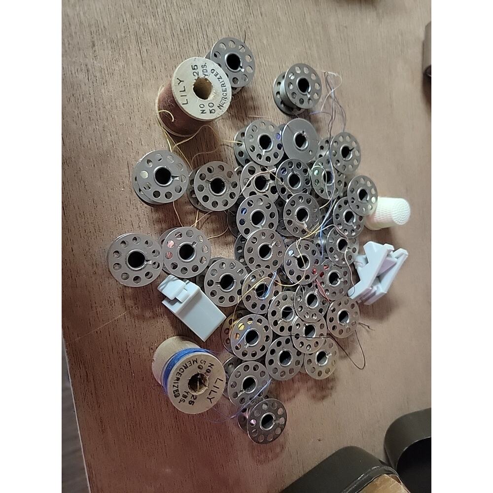 Lot Of 30 Metal Bobbins 10 Hole Thread